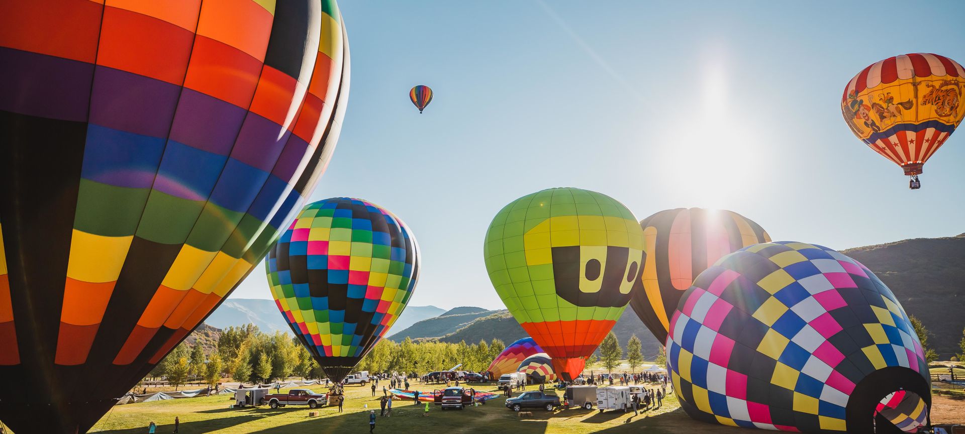 A Group Of Colorful Hot Air Balloon In The Sky