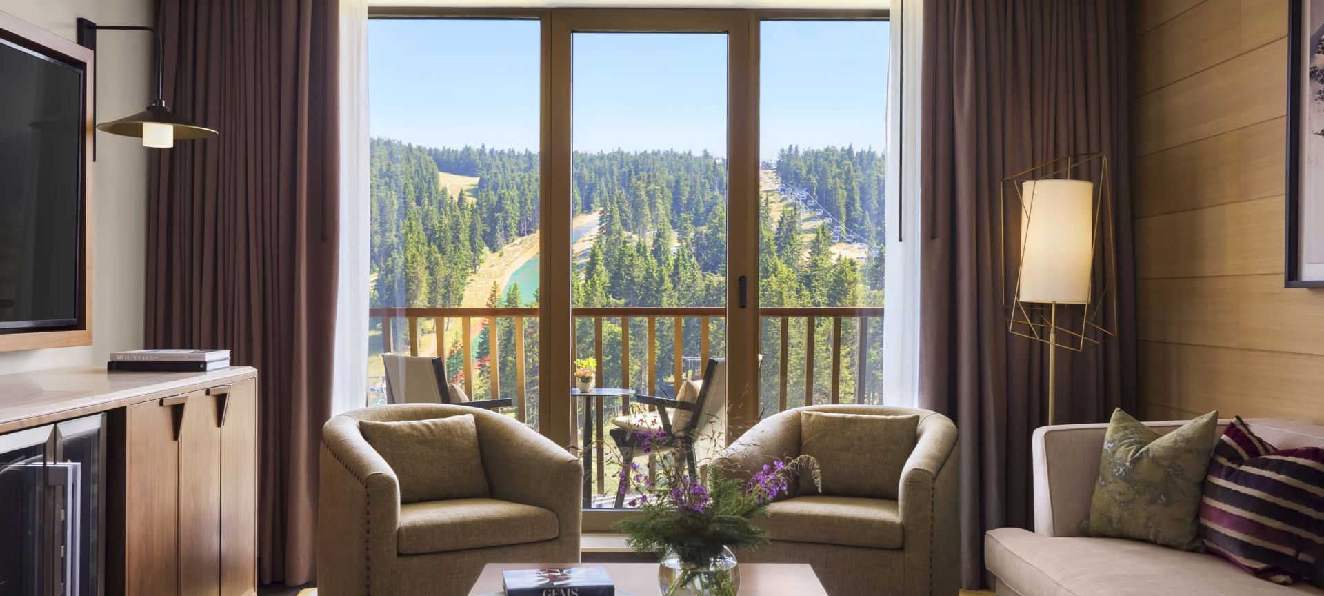 Karaman Suite living area with mountain view