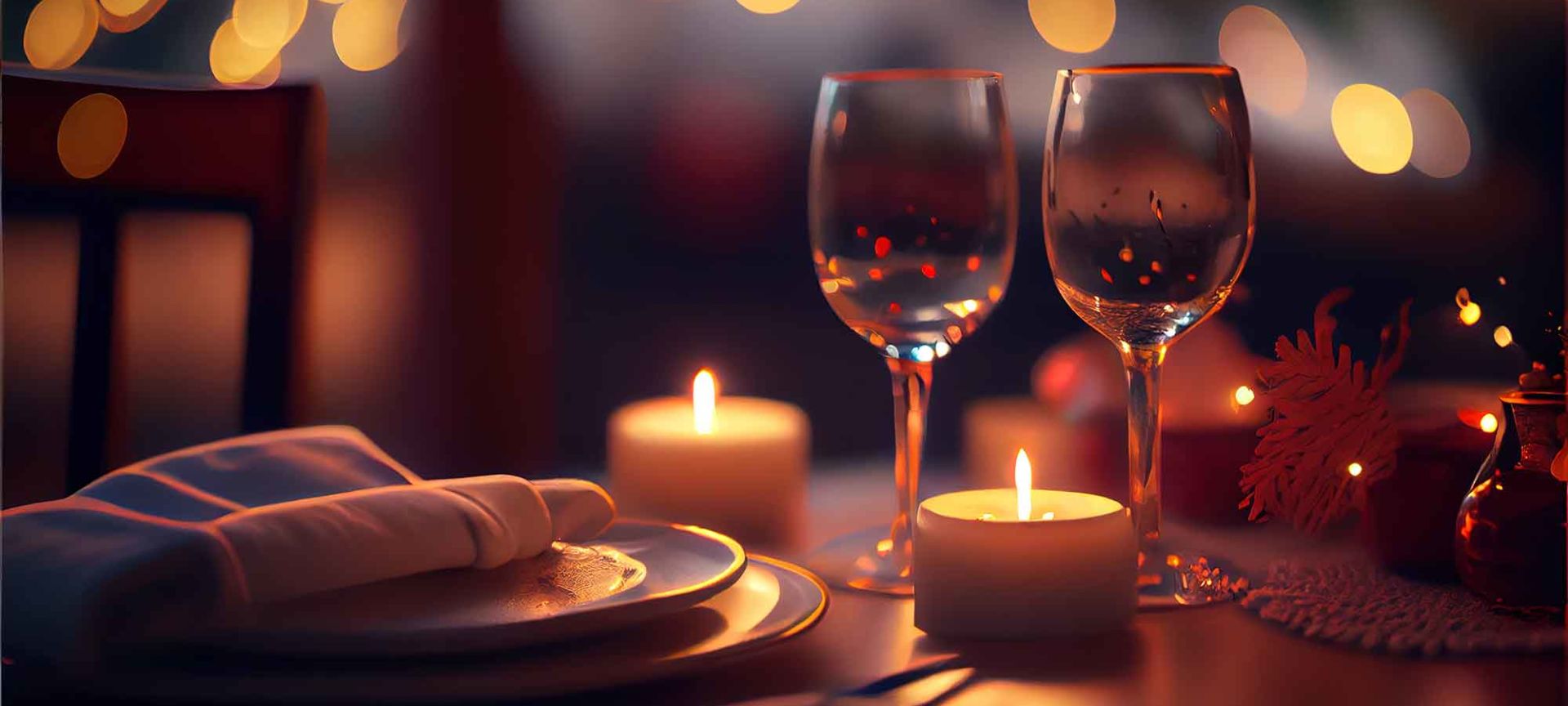 A Table With Wine Glasses And A Candle On It
